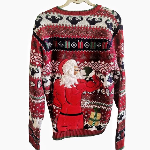 Blizzard Bay Red Santa Christmas Ugly Sweater Size Large - Picture 5 of 7